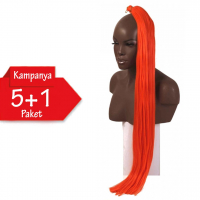 5 + 1 - MISS HAIR K FIBER BRAID - Orange - Afrika Örgüsü Saçı, Afrika Örgüsü Malzemesi,Rasta,Topuz Saçı
